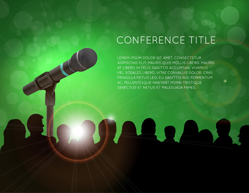 Conference microphones business template vector 09 template microphone conference business   