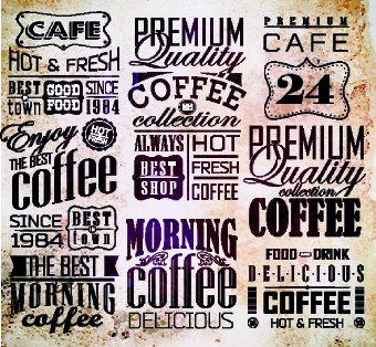 Vector Retro coffee labels set 01 labels label design coffee   