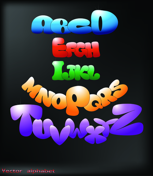 Cute Colorful alphabet vector set 02 cute colorful alphabet   