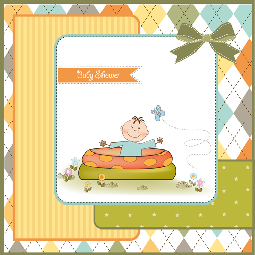 Elements of Cute baby cards background vector 04 elements element cute cards card baby   