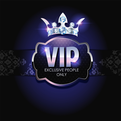 Diamond crown with dark blue VIP invitation card vector 15 vip invitation diamond dark crown card blue   