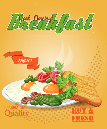 Vector retro breakfast poster design graphic 03 poster design poster graphic breakfast   