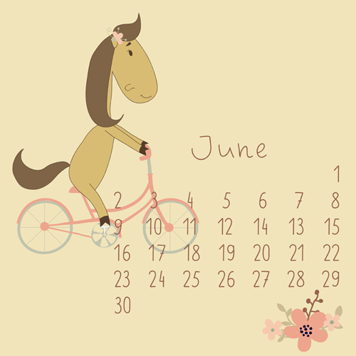 Cute Cartoon June Calendar design vector cute cartoon cute calendar   