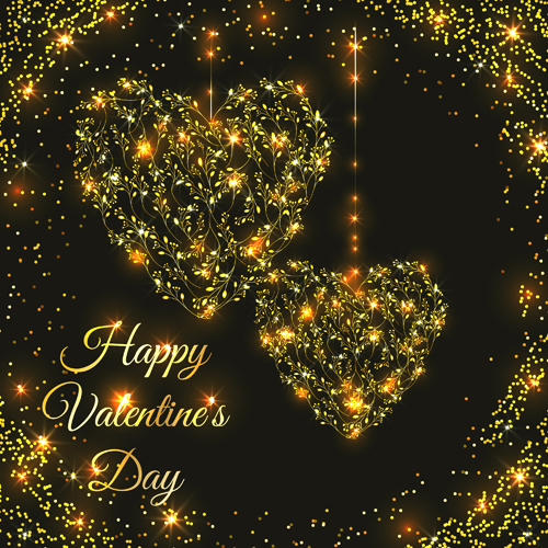 Happy valentines day golden ornaments vector valentines ornaments happy golden day   