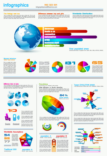 Set of chart and Infographics design elements vector 05 infographics elements element chart   