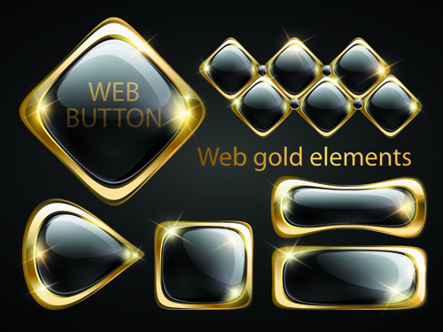 golden glow Web Buttons elements vector 02 web button web golden elements element buttons button   