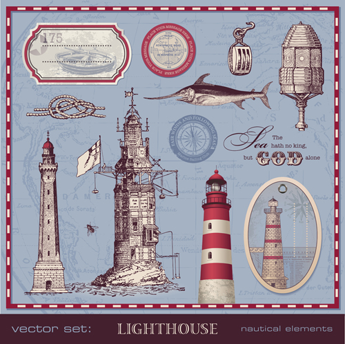 Retro Marine design elements vector graphic 01 marine elements element   