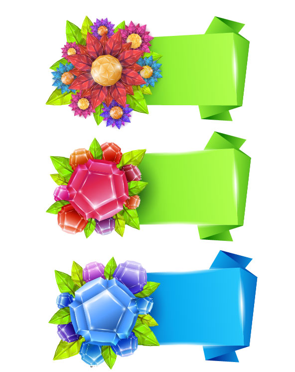 Flower with Origami banner vector origami flower banner   