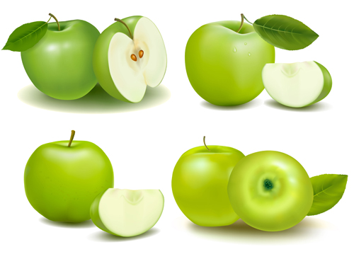 Green apple with slice vectors slice green apple   