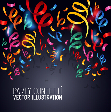 Colorful confetti and ribbon paper vector background ribbon confetti colorful background   