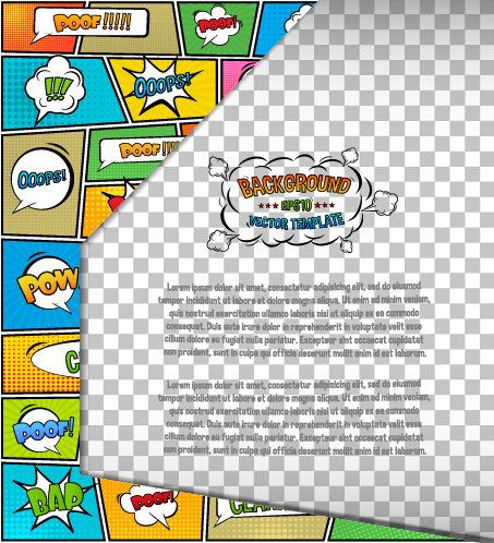 Cartoon speech bubbles with background template vector 04 template speech cartoon bubbles background   