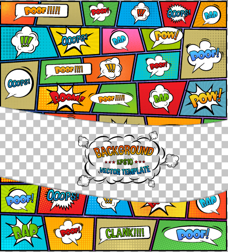 Cartoon speech bubbles with background template vector 03   