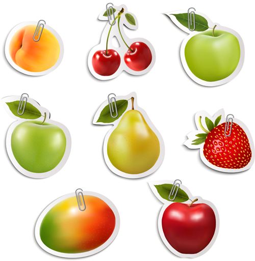 Shiny fruits sticker vector set graphics 03 sticker shiny fruits   