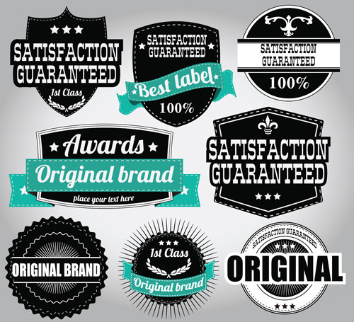 Retro Premium Quality Labels with Ribbon Vector 10 ribbon Retro font quality premium labels label   