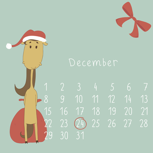 Cute Cartoon December Calendar design vector December cute cartoon calendar   