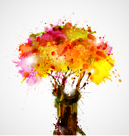 Autumn watercolor tree vector material 02 watercolor tree autumn   