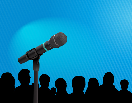 Conference microphones business template vector 08 template microphone conference business   