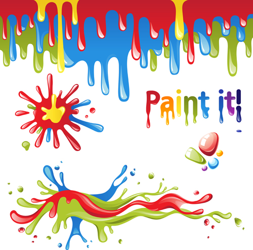 Colored paint objects design elements vector 02 paint objects elements element design elements colored   