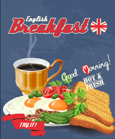 Vector retro breakfast poster design graphic 02 poster design poster graphic breakfast   