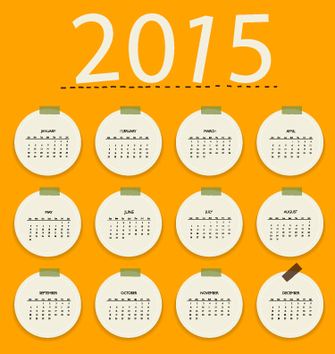 Yellowness style calendar 2015 vector 02 Yellowness calendar 2015   