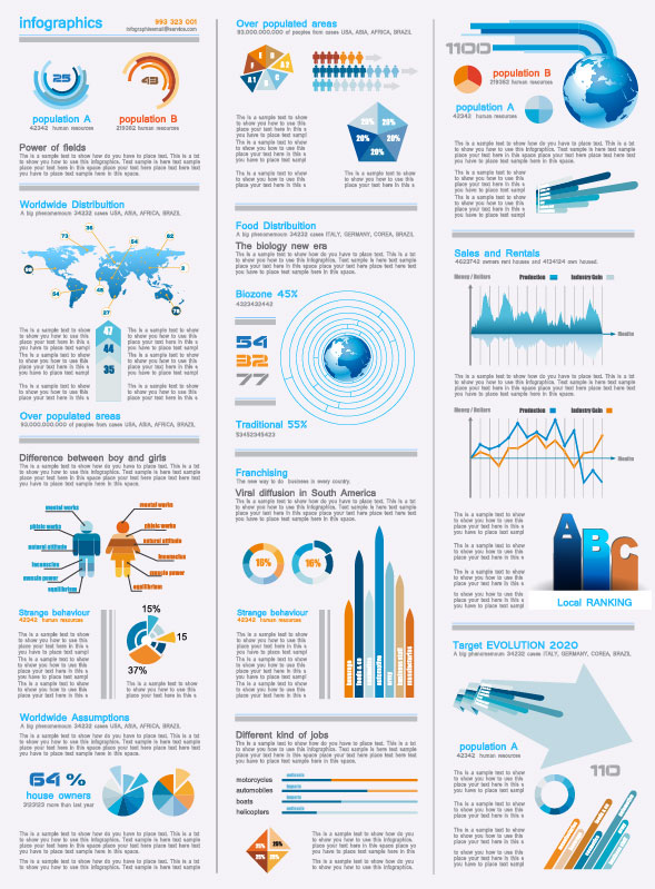 Set of chart and Infographics design elements vector 06 infographics elements element chart   