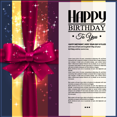 velvet bow happy birthday cards vector 01 velvet happy birthday cards bow birthday cards   