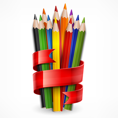 Colored pencils vector background set 04 Vector Background pencils pencil colored background   