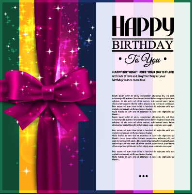 velvet bow happy birthday cards vector 02 velvet happy birthday cards birthday cards birthday   