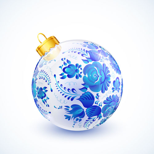 Blue floral christmas ball creative vector 03 Christmas ball christmas blue   