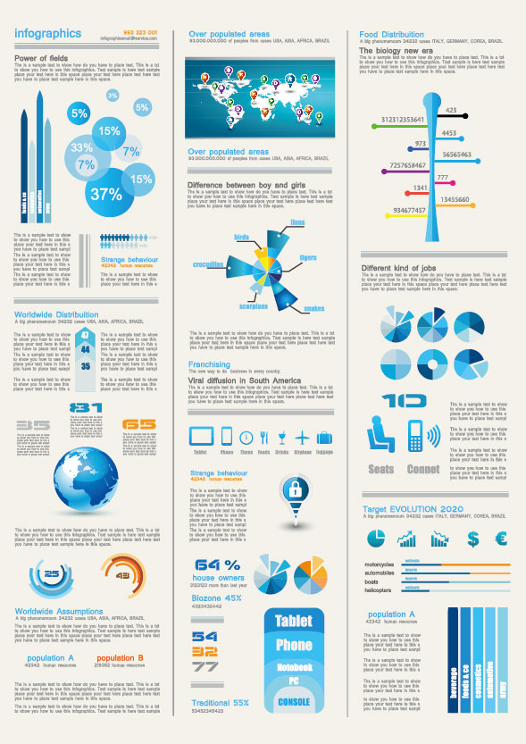 Set of chart and Infographics design elements vector 04 infographics elements element chart   