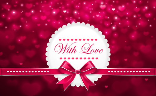 Beautiful bow with blurs valentines day card vector valentines day card bow blurs beautiful   