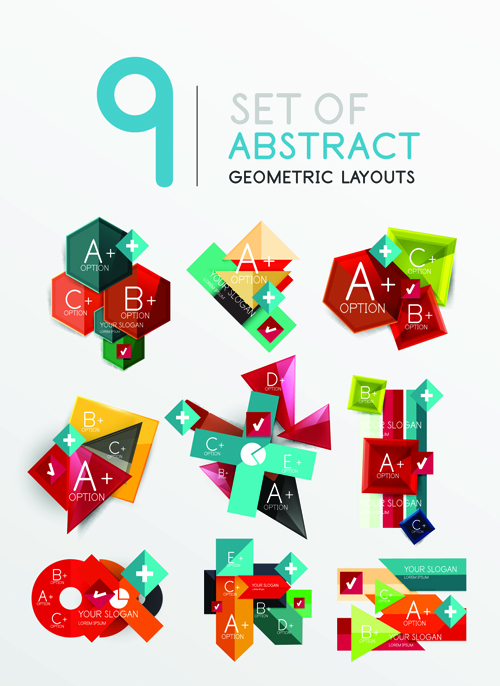 Colored origami infographic elements illustration vector 03 origami infographic illustration elements colored   