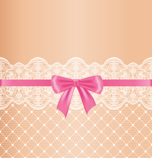 Ornate bow with lace background vector 03 ornate lace bow background   