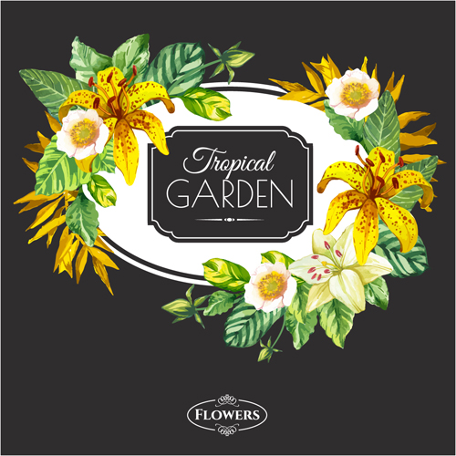 Garden flower frame design art vector 08 garden frame flower   