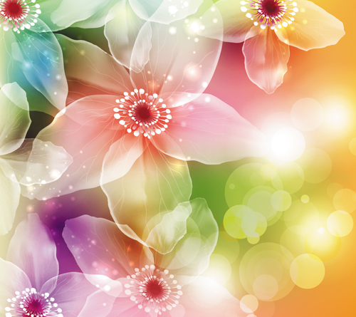 Fantasy flowers shiny vector background 01 Vector Background shiny flowers flower Fantasy flower fantasy background   