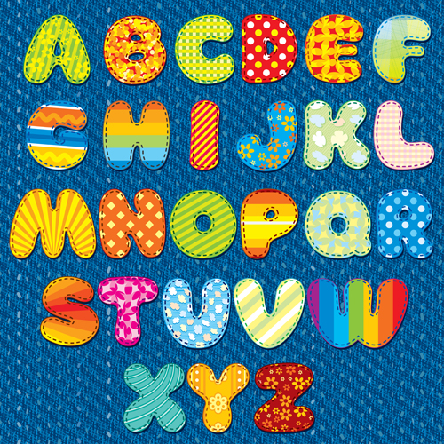 Floral fabric alphabet vector floral fabric alphabet   