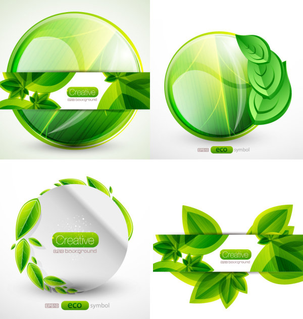 free vector Green leaf label leaf label green   