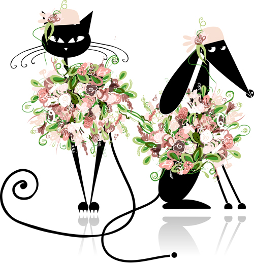 Beautiful flowers and animals design vector 02 flower Beautiful flowers beautiful animals Animal   