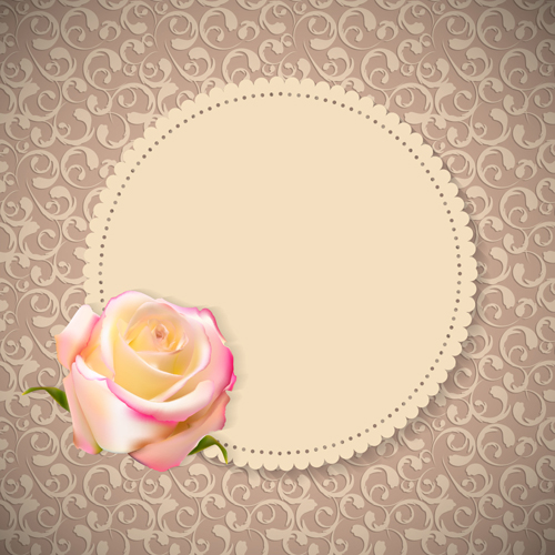 Rose cards with decor pattern vector 04 rose pattern decor cards   