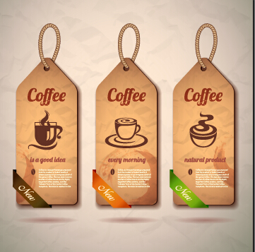 Retro cardboard coffee tags vector design 02 tags Retro font coffee cardboard   