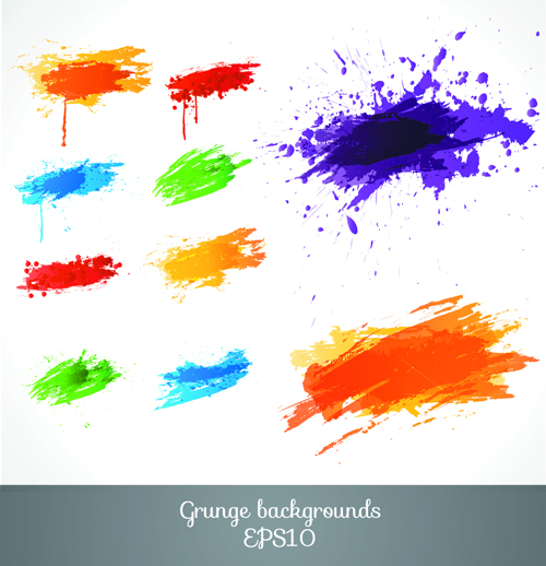 Colored paint splashes grunge vector background 01 Vector Background paint grunge colored background   