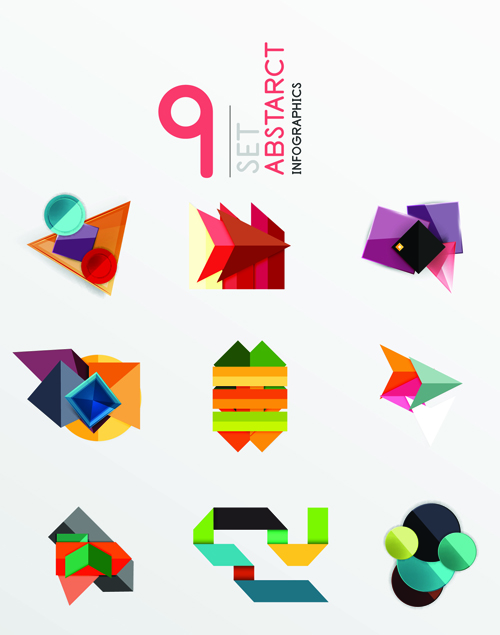 Colored origami infographic elements illustration vector 02 origami infographic illustration colored   