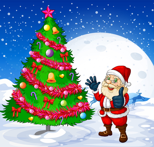 Santa and Christmas tree vector 01 tree santa christmas tree christmas   