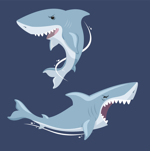 Cartoon funny shark vector material 06 shark material funny cartoon   