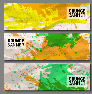 Grunge watercolor banners set vector material 08 watercolor grunge banners   