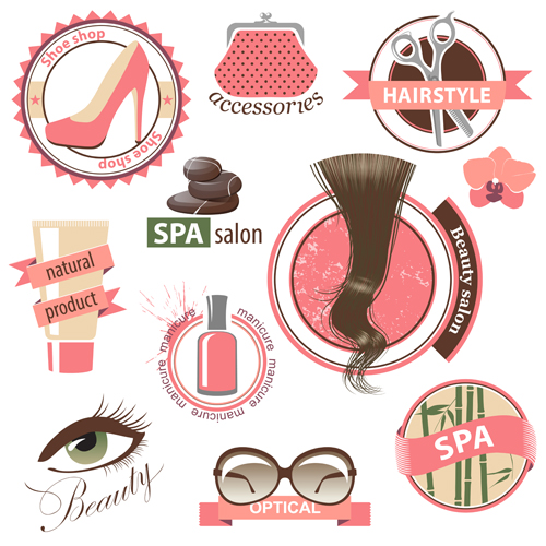 Creative makeup logos and labels vector makeup logos logo labels label creative   