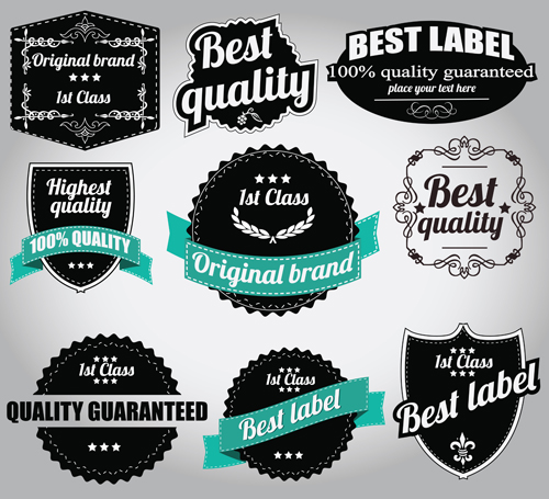 Retro Premium Quality Labels with Ribbon Vector 07 ribbon Retro font quality premium labels label   