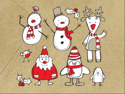 Christmas characters hand drawn graphic vector hand drawn christmas characters   