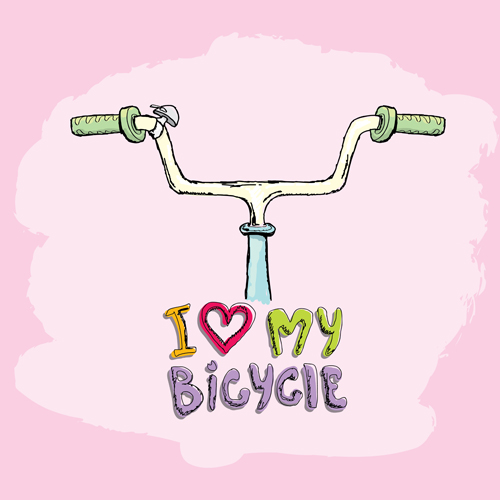 Hand drawn I love my bicycle design vector 12 love hand drawn design bicycle   