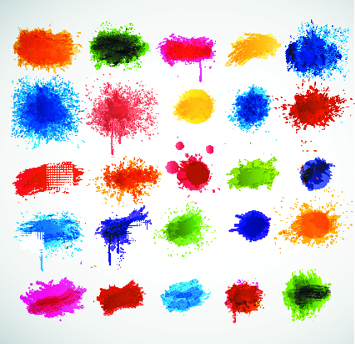 Colored paint splashes grunge vector background 02 Vector Background paint grunge colored background   